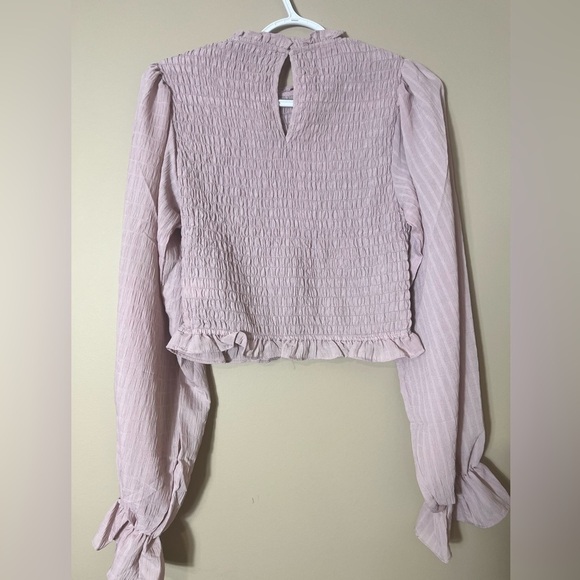 HYFVE Forever 21 Smocked Peasant Blouse Medium Pink Cottagecore Romantic - Picture 10 of 10